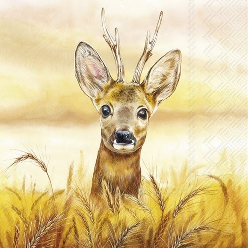 20 Servietten Deer - Reh im Weizenfeld 33x33cm