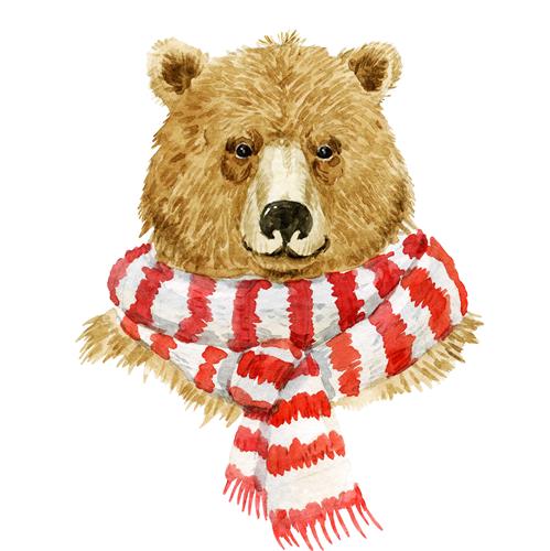 20 Servietten Winter Brown Bear - Bär in Weihnachtskleidung 33x33cm