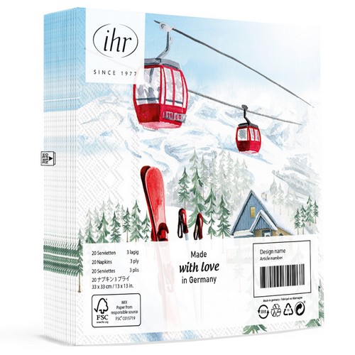 20 Servietten Snowy Holidays - Ausflug ins Skigebiet 33x33cm