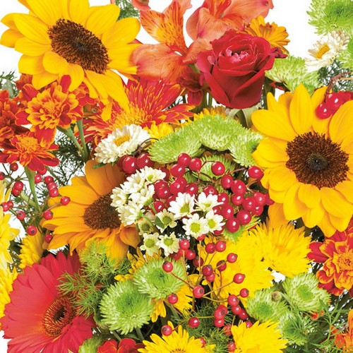 20 Servietten Rich Autumn Bouquet - Großes Herbstbouquet 33x33cm