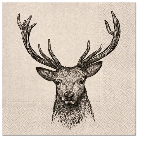 20 Servietten Recycling Papier We care Deer - Hirsch 33x33cm