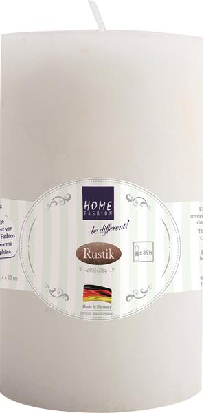 Kerze Stumpen Rustik white - weiß Ø 7cm, Höhe 12cm