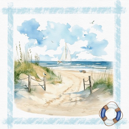 20 Servietten Sailing along the Coast - Auszug aus dem Strandzugang 33x33cm