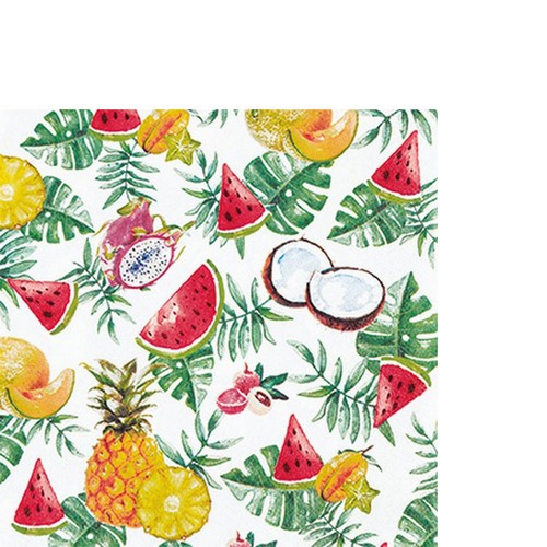 20 kleine Cocktailservietten Exotic Fruits - Exotische Früchte 25x25cm