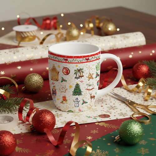 Tasse aus Porzellan Cozy Christmas Time red - Gemütliche Weihnachten rot 0,32L, Höhe 10,5cm