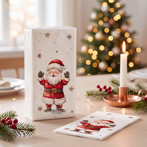 2x 10 Taschentücher Jolly Friends - Santa mit Team an Schneemänner