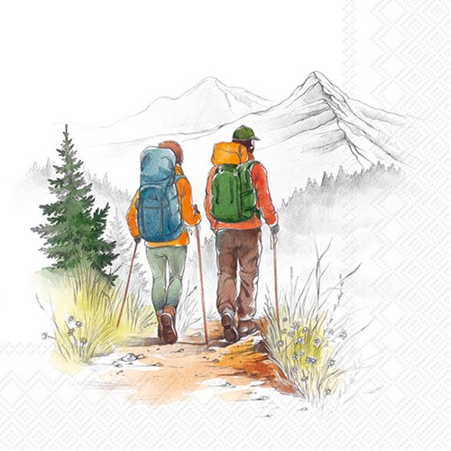 20 Servietten Hiking - Wandern in den Bergen 33x33cm