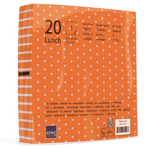 20 Servietten Mini Dots orange - Mini-Punkte orange 33x33cm