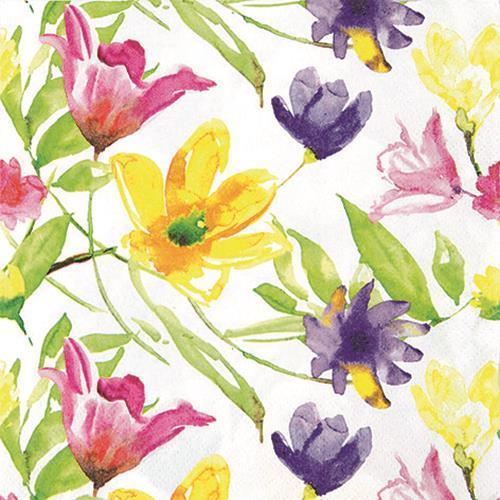 20 Servietten Lucy - Gemalte Blumen 33x33cm