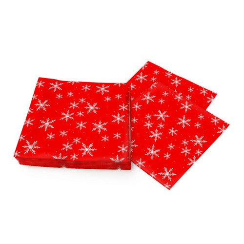 20 Servietten Snöflingör red - Weiße Schneekristalle auf rot 33x33cm