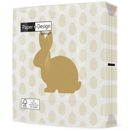 20 Servietten Golden Bunny - Goldener Hase auf Eier 33x33cm