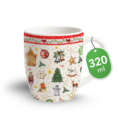Tasse aus Porzellan Cozy Christmas Time red - Gemütliche Weihnachten rot 0,32L, Höhe 10,5cm