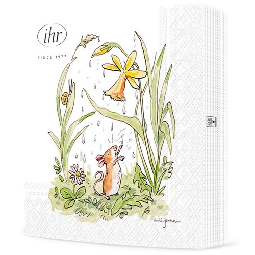 20 Servietten April Shower - Maus fühlt Regentropfen 33x33cm