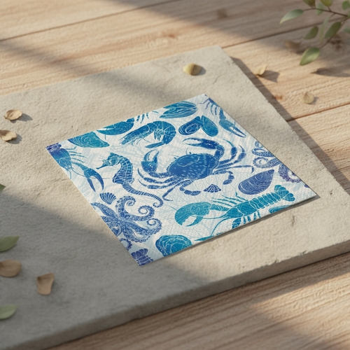 20 Servietten Lobster Party - Unterwassertiere in Blau 33x33cm