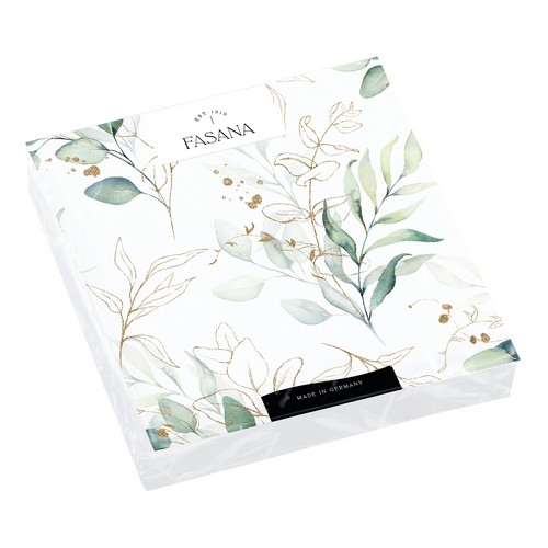 20 Servietten Mint Leaves on white - Elegante Minzeblätter 33x33cm