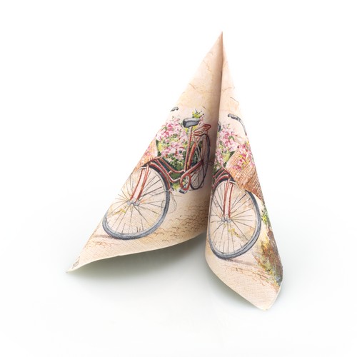 20 Servietten Flowerbike - Blumenfahrrad 33x33cm