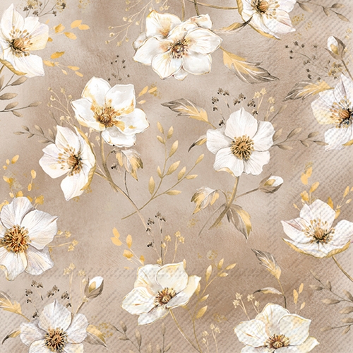 20 Servietten Golden Gala cream -  33x33cm