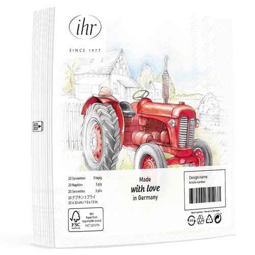 20 Servietten Tractor - Traktor am Bauernhof 33x33cm