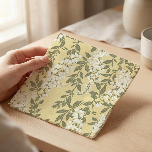 20 Servietten Wisteria yellow - Wisteria auf gelb 33x33cm