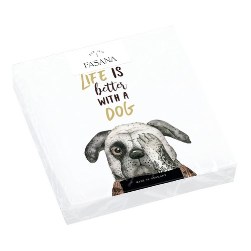 20 Servietten Life is better with a Dog - Besser mit Hund 33x33cm