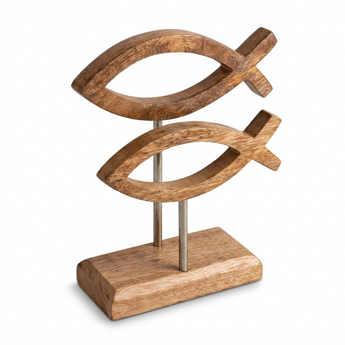 Serviettenhalter Communion Fish wood - Fischsymbol Holz für alle Serviettengrößen, aus Holz, 13x19,5cm