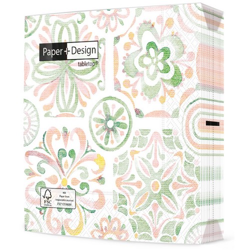 20 Servietten Tile - Florale Gemoetrie 33x33cm