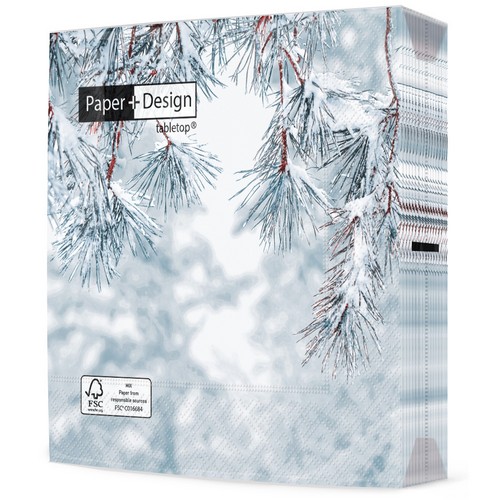 20 Servietten Frosty pine - Gefrorene Naturzweige 33x33cm