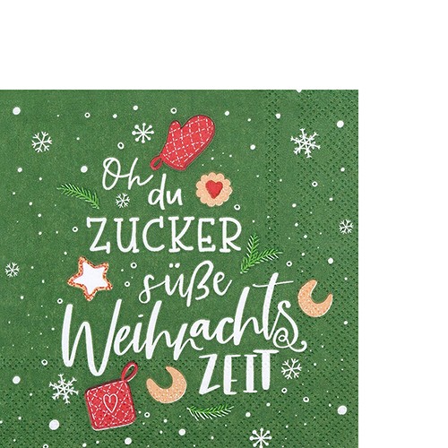 20 kleine Cocktailservietten Zuckersüße Zeit - Süße Weihnachtszeit 25x25cm
