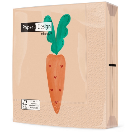 20 Servietten Carrot Charm - Einzelne Karotte, gemalt 33x33cm