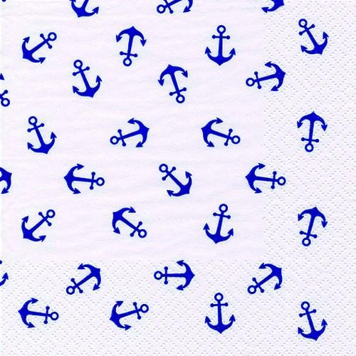20 Servietten Anchor Blue – Kleine Anker auf weiß 33x33cm