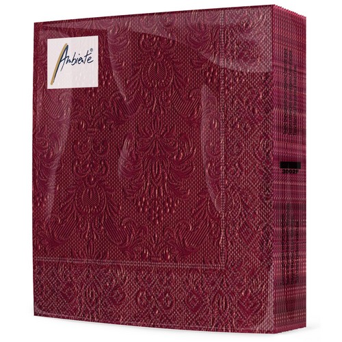 15 geprägte Servietten Elegance bordeaux 33x33cm