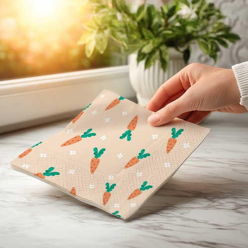 20 kleine Cocktailservietten Carrot Charm - Einzelne Karotte, gemalt 25x25cm