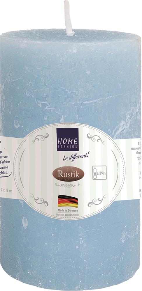 Kerze Stumpen Rustik light blue - hellblau Ø 6cm, Höhe 10cm