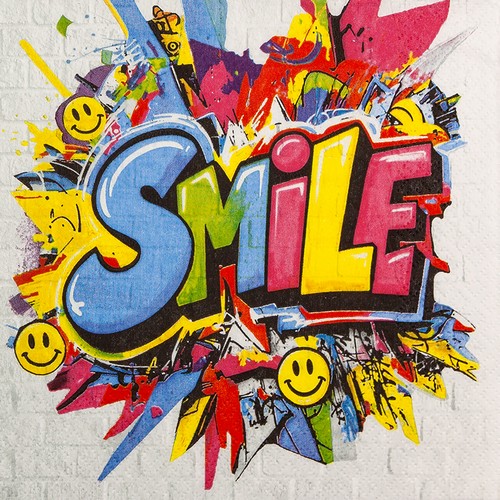 20 Servietten Smile - Street-Art Smile 33x33cm