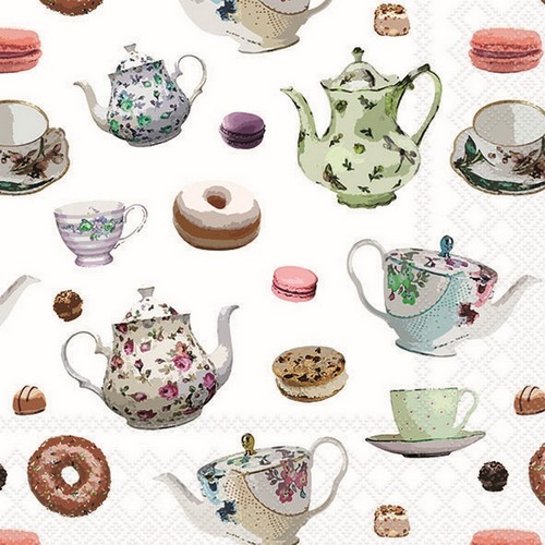 20 Servietten Classic Tea Pots - Teekannen und Geschirr 33x33cm