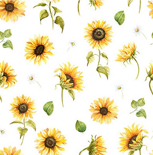 20 Servietten Sunflower blanc - Blütenmeer von Sonnenblumen 33x33cm