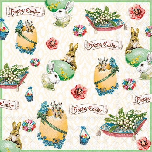 20 Servietten Easter Banner - Vintage Osterelemente 33x33cm