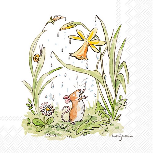 20 Servietten April Shower - Maus fühlt Regentropfen 33x33cm