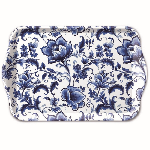Tablett klein Delft Blue florals - Blaue Blumenkunst 20,8x13,6cm