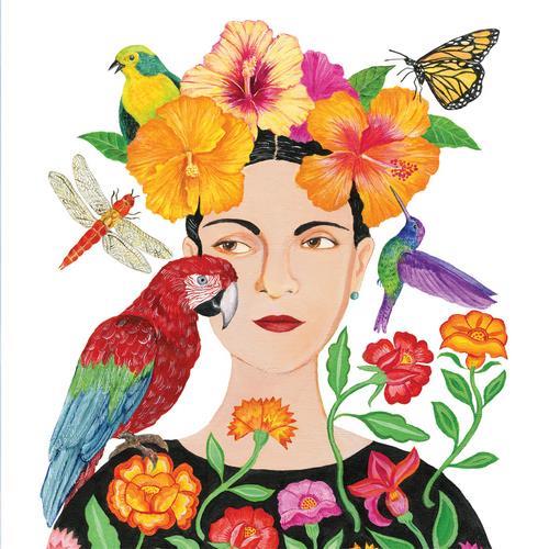 20 Servietten La Dolorosa - Naturfrau mit Papagei und Blüten 33x33cm