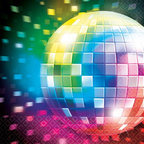 16 Servietten Disco Fever 70s - Discokugel 33x33cm