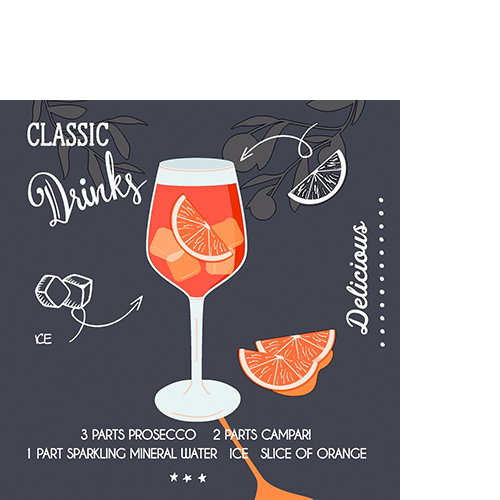 20 kleine Cocktailservietten Aperole Black - Aperol trinken 25x25cm