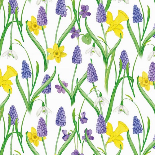 20 Servietten Spring Blossoms - Narzissen und Hyazinthen 33x33cm