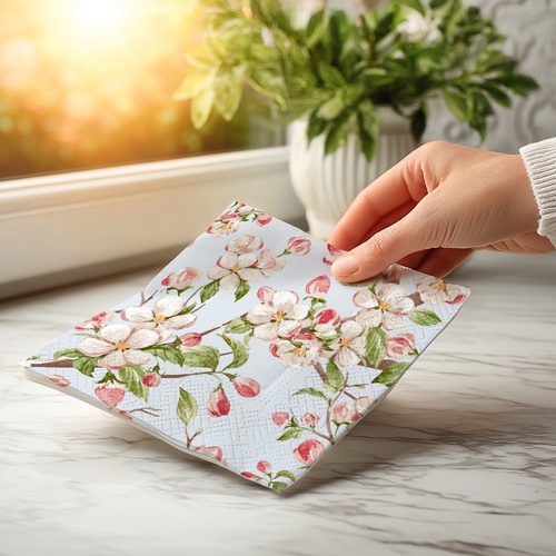 20 kleine Cocktailservietten Spring Tree - Frühlingsblüten erwachen 25x25cm