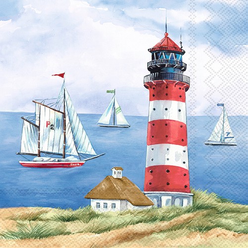 20 Servietten Seelust - Leuchtturm überragt das Meer 33x33cm
