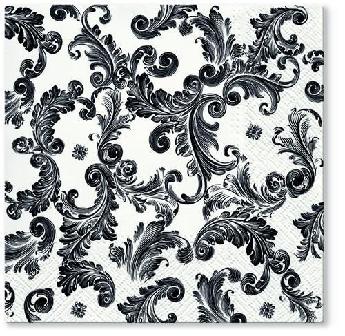 20 Servietten Source of Fame black – Barockranken schwarz 33x33cm