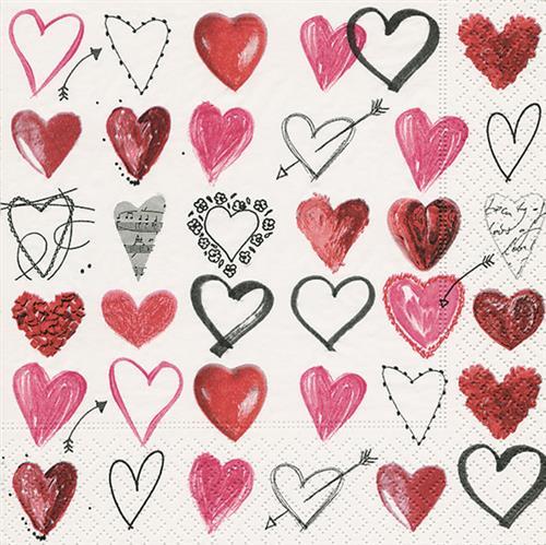 20 Servietten Cupids Arrow – Liebende Herzen 33x33cm