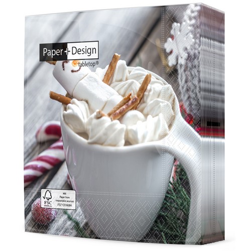 20 Servietten Marshmallow man - Kreativer Weihnachtsgenuss 33x33cm