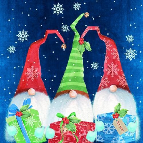 20 Servietten Tomte med Gavor – Drei Wichtel mit Geschenke 33x33cm