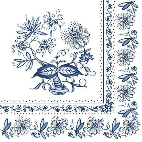20 Servietten Blue Onion - Blaues Zwiebelmuster 33x33cm